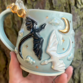 Ivory & Onyx Mug - Handmade