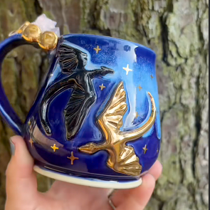 Midnight Dragon Mug - Handmade